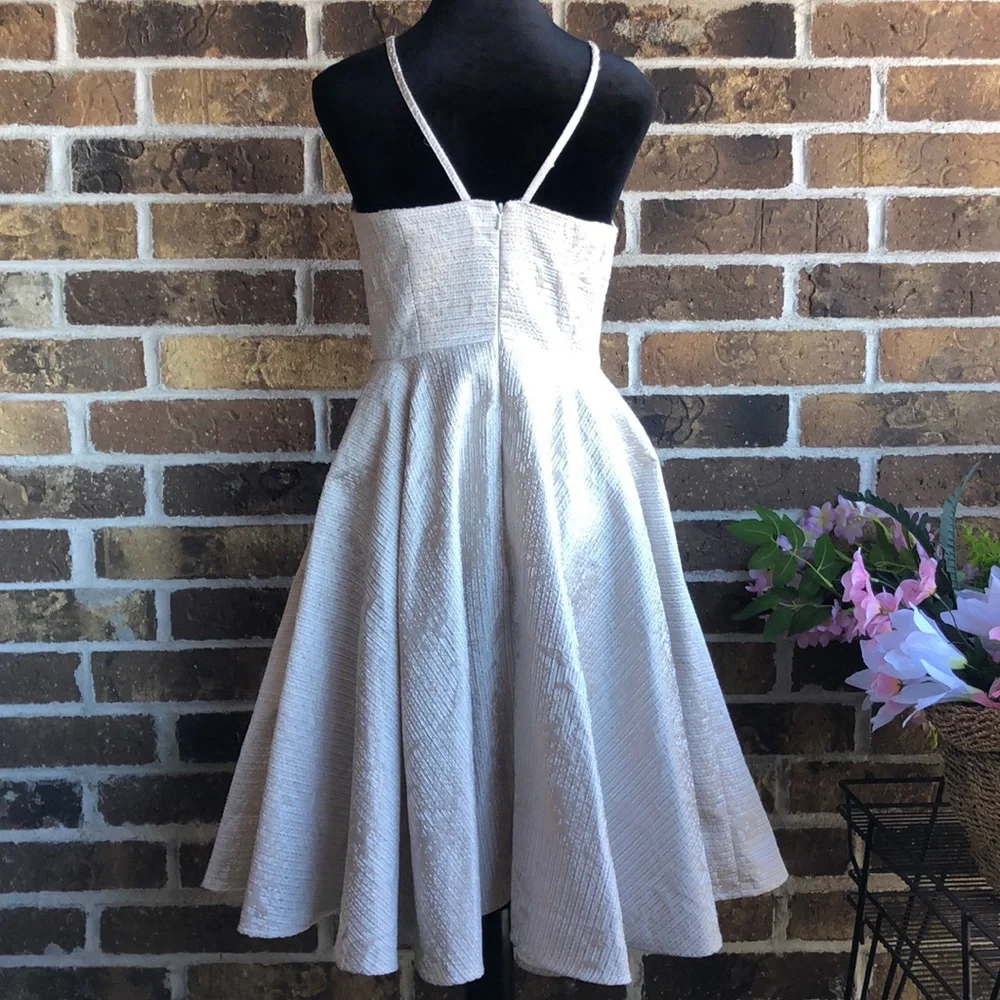 SAU Anthropology Ivory Champagne Spaghetti Strap Dress - Picture 7 of 12